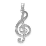 14K White Gold Textured Treble Clef Charm