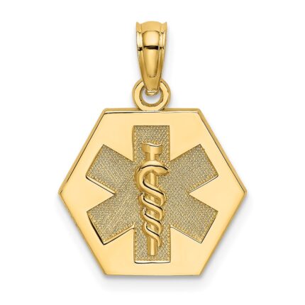 14K Caduceus Textured Back Medical Charm