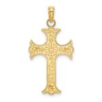 14K Double Sided Textured Cross Charm - Image 4