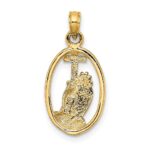 14K Praying Hands and Cross In Oval Charm - Image 4