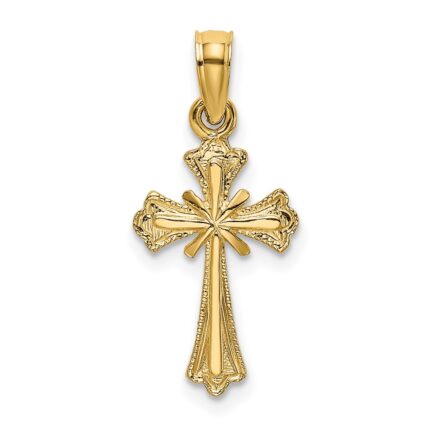 14K Textured Small Cross with -X-  Center Charm