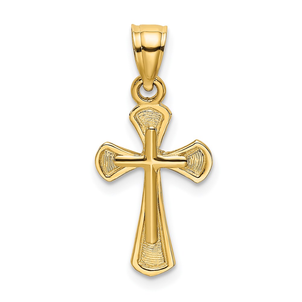 K8349.jpg 14K Solid Textured Cross Charm - Image 1