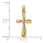 14K 3-D Textured Polished Twisted Cross Charm - Image 3