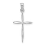 14K White Gold Diamond-cut with Tapered Ends Cross Charm