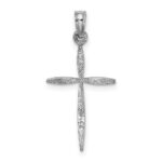 14K White Gold Diamond-cut with Tapered Ends Cross Charm - Image 3