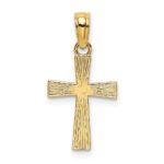14K Small Textured Cross Charm