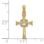 14K Polished and Textured Cross and Dove Charm - Image 3