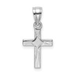 14K White Gold Diamond Shape Center Mini Cross Charm