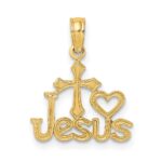 14K JESUS with Cross and Heart Charm