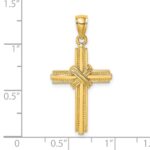 14K Beaded -X- Center Design Cross Charm - Image 3