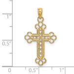 14K Textured and Cut-Out with Rope Frame Block Cross Charm - Image 3