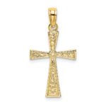 14K Textured Cross with Flared Tips Charm