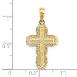 14K Textured with Lace Trim Cross Charm - Image 3
