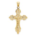 14K Textured Cut-Out Crucifix with Budded Tips Charm - Image 4