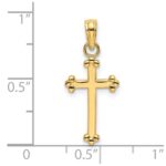 14K Polished Beaded Cross - Image 3