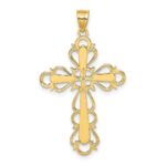 14K Polished Lace Trim Cross Charm