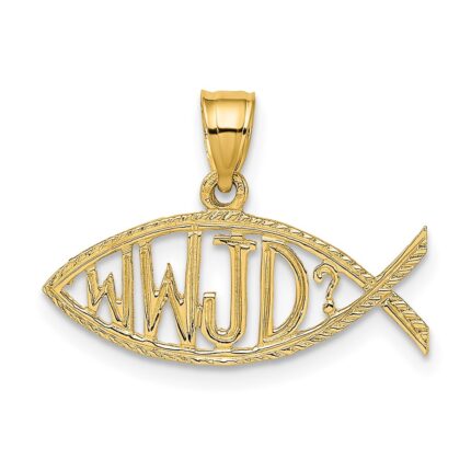 14K WWJD Ichthus Fish Charm