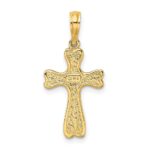 14K Cross with Textured Heart Edges Design Charm - Image 4