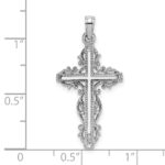14K White Gold Cross with Lace Trim Charm - Image 3