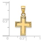 14K Polished and Textured Cross Charm - Image 3