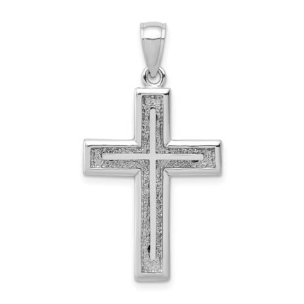 14K White Gold Cross Charm