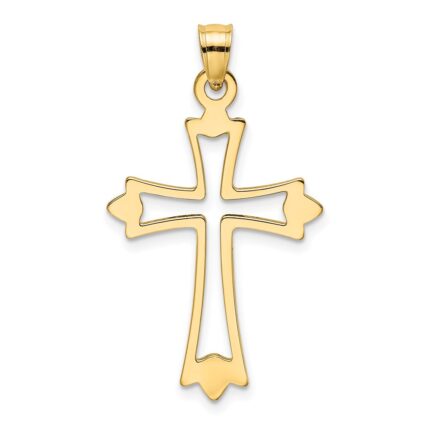 14K Polished and Cut-Out Cross Charm