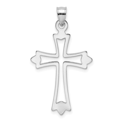 14K White Gold Polished and Cut-Out Cross Charm