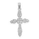 14K White Gold Polished and Cut-Out Cross Charm - Image 4
