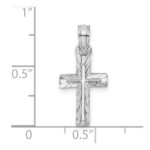 14K White Gold Cut-out Diamond-cut Cross Charm - Image 3
