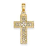 14K Textured Lace Center Cross Charm - Image 4