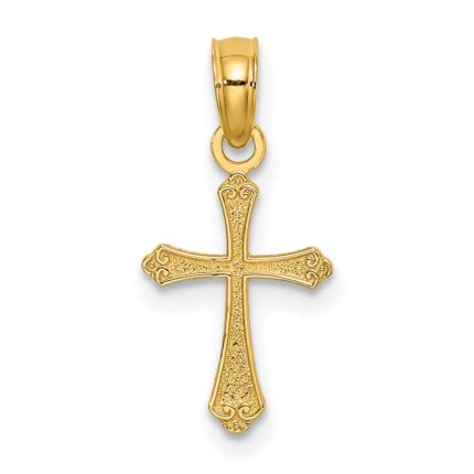 14K Textured Mini Cross Charm