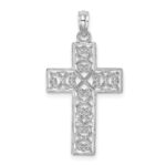 14K White Gold Polished Square Cross with Heart Design Charm - Image 3