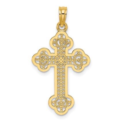 14K Lacey Center Budded Cross Charm