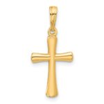 14K Polished Beveled Cross with Round Tips Charm