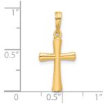 14K Polished Beveled Cross with Round Tips Charm - Image 4