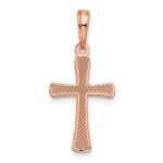 14K Rose Gold Polished Beveled Cross with Round Tips Charm - Image 3