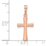 14K Rose Gold Polished Beveled Cross with Round Tips Charm - Image 4