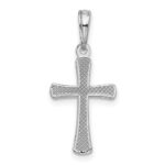 10K White Gold Polished Beveled Cross w/ Round Tips Charm - Image 4