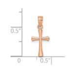 14K Rose Gold Polished Beveled Cross with Round Tips Charm - Image 4