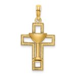 14K Polished Cross with Communion Cup Charm