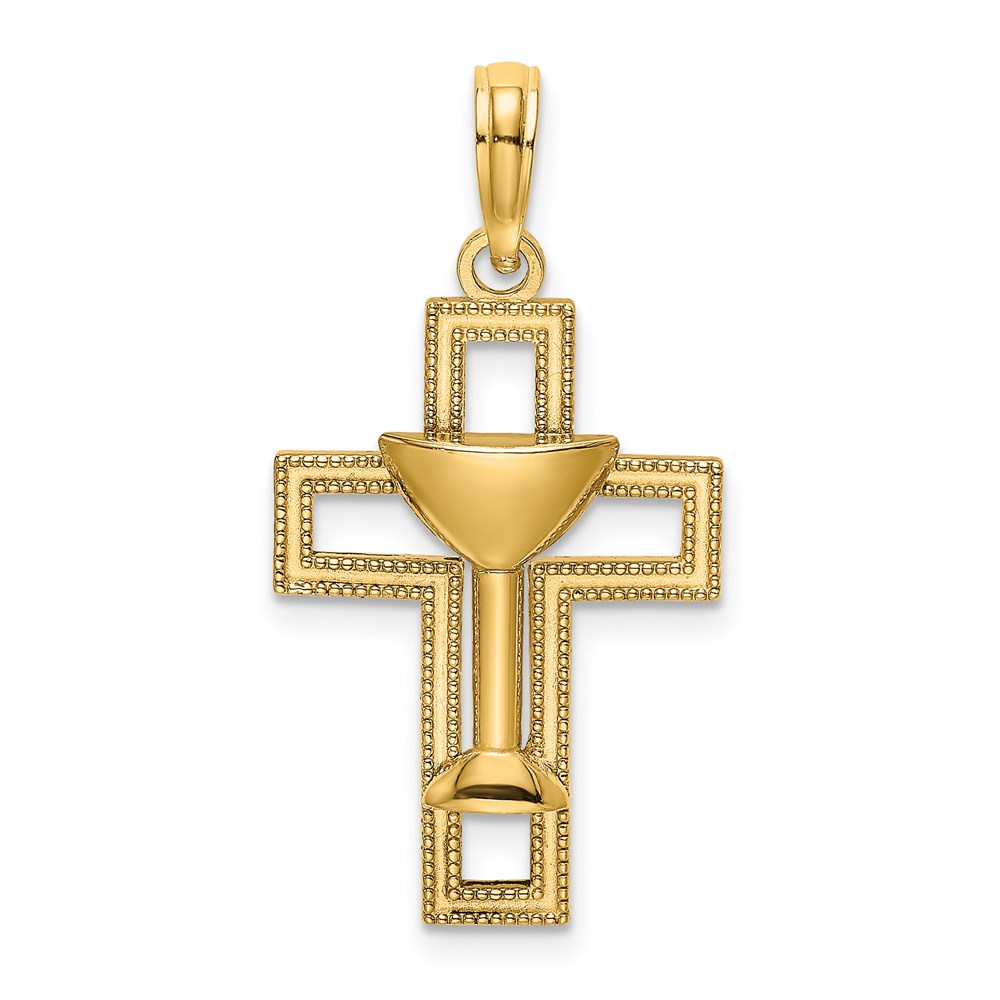 K8546.jpg 14K Polished Cross with Communion Cup Charm - Image 1