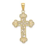 14K Textured and Beaded Edge Cross Charm - Image 4