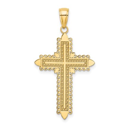 14K Lace Border Cross Charm