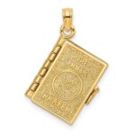 14K 3-D THE JABEZ PRAYER Book 1st Chronicles 4:10 Moveable Pages Pendant