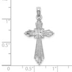 14K White Gold Cut-Out Stripes Diamond-cut Cross Charm - Image 3