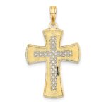 14K Diamond-cut with Satin Edge Lattice Cross Charm - Image 4
