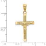 14K Polished and Textured Crucifix Charm - Image 3