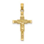 14K Beaded Accent Cross Behind Crucifix Charm