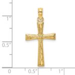 14K Diamond-cut and Textured Cross Charm - Image 3