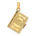14K 3-D THE TEN COMMANDMENTS in Hebrew Book with Moveable Pages Pendant